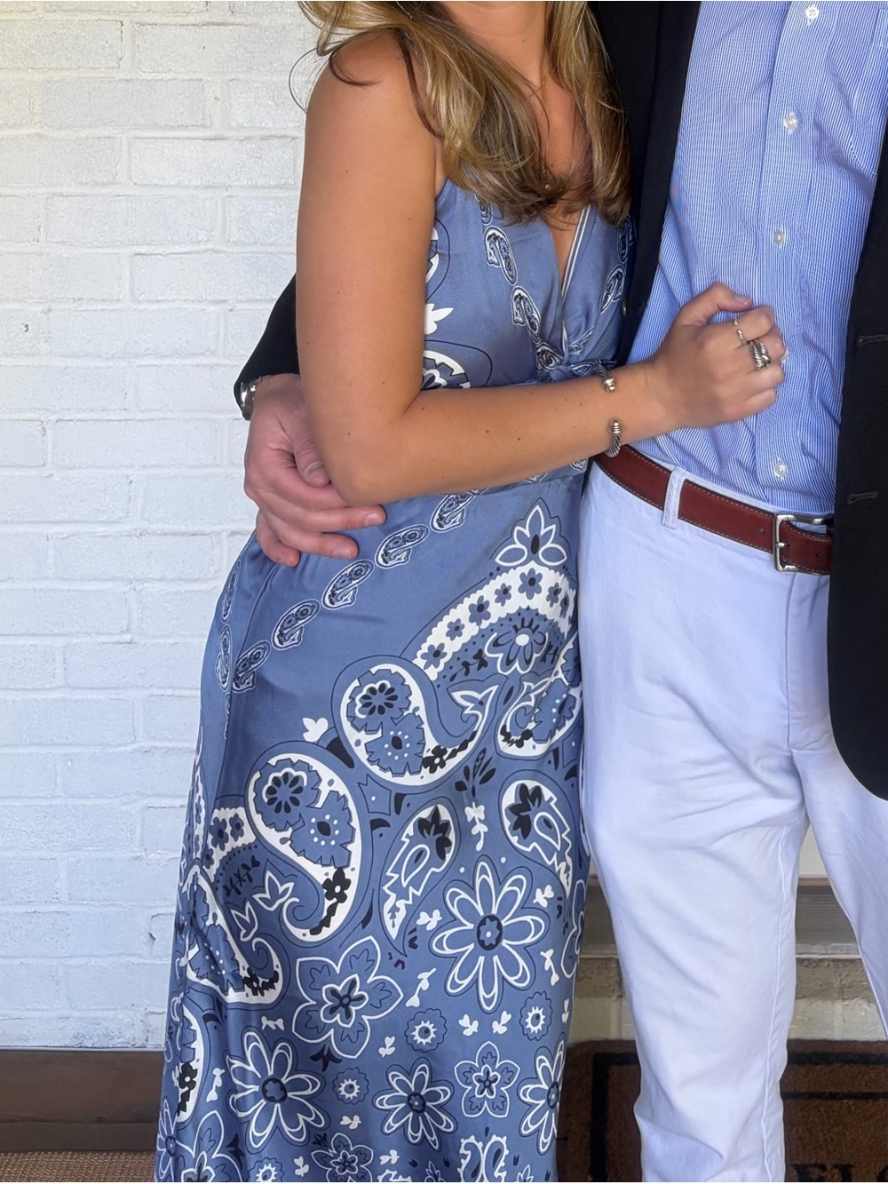 Caroline Constas Satin Blue Paisley Boho Maxi - Picture 4 of 4
